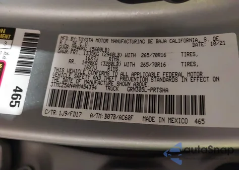 2022 Toyota Tacoma Trd Off Road из США, поврежденный, VIN 3TMCZ5AN4NM454394